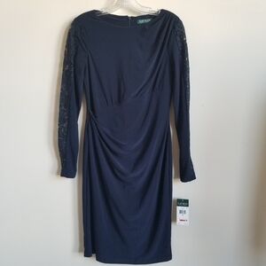 Lauren Ralph Lauren Body Con Drape Front Dress Size 4 NWT